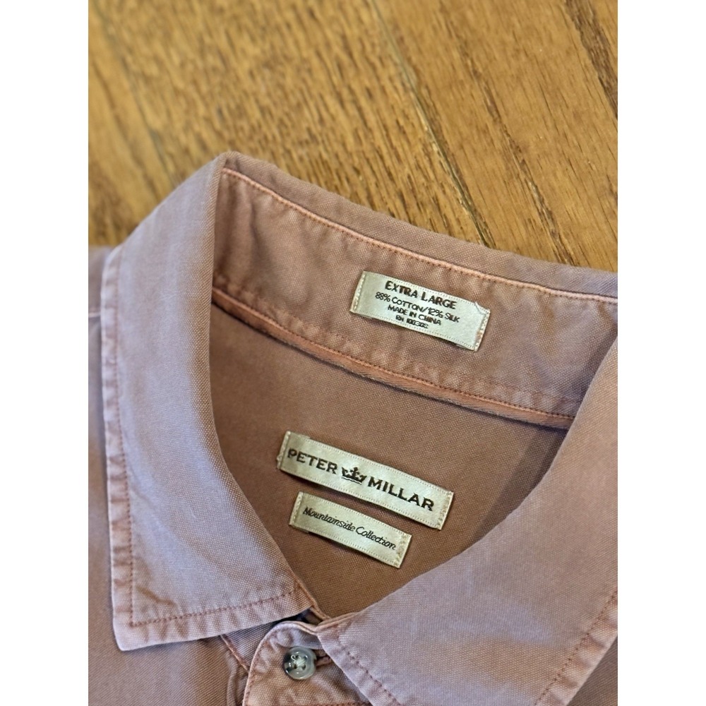 Peter Millar Mountainside Collection Chambray Shirt XL Mauve Cotton Silk Blend - Picture 2 of 8